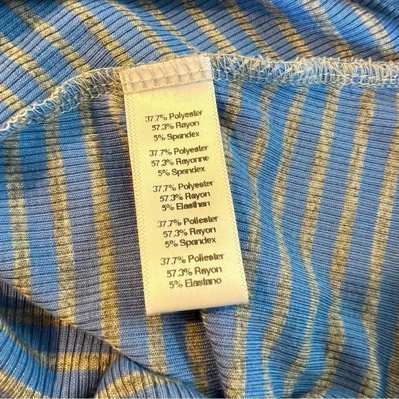 ANTHROPOLOGIE PUELLA BLUE & GRAY STRIPED MOCK NECK SLEEVELESS TUNIC TOP MEDIUM - Picture 6 of 8